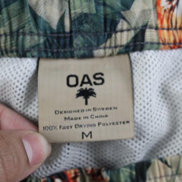 Oas Swim Shorts Men Medium Roar Green Tiger Jungle Print Trunks Mesh Lined Beach - Picture 6 of 10